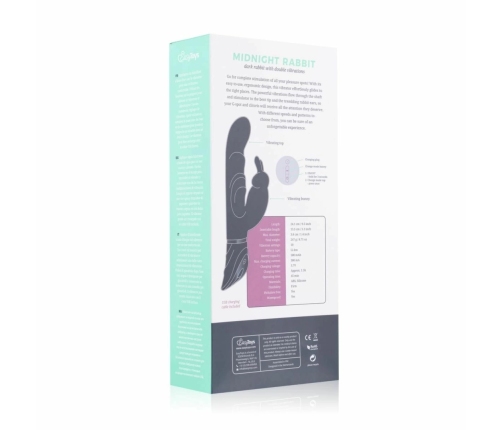 Midnight Rabbit Dual-Motor Intimate Device, 10 Modes, Rechargeable, Black
