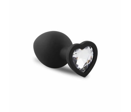 EasyToys 3-Piece Silicone Plug Set with Decorative Heart Gem, Black