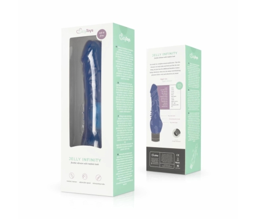 Jelly Infinity Vibrator Blue - Flexible Silicone Model with Veined Texture