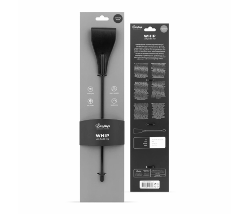 Ouch! Black Whip 42.5 cm - Faux Leather Handle & Wide Tip Impact Tool
