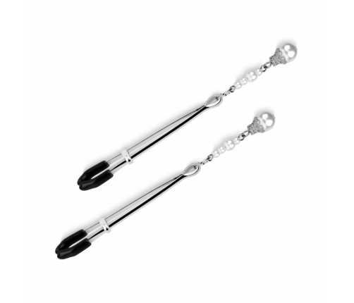 EasyToys Silver Adjustable Nipple Clamps with Decorative Pearls