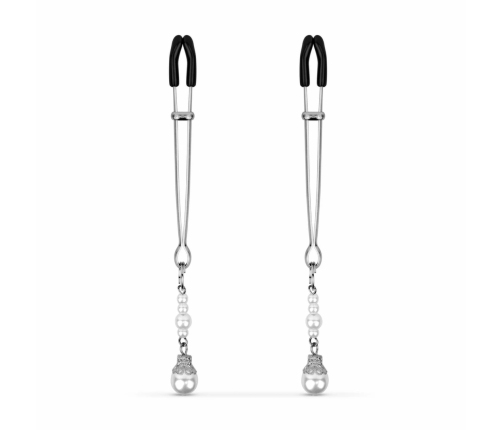 EasyToys Silver Adjustable Nipple Clamps with Decorative Pearls
