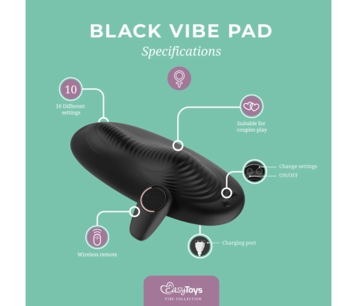 Vibe Pad Double Vibration Remote Control System Black Silicone