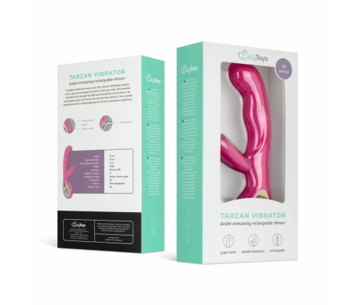 FeelzToys Tarzan Dual-Action Silicone Vibrator Pink USB Rechargeable