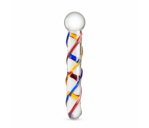 Gildo Glass Intimate Device No. 10 - Transparent with Color Stripes, Medium Size