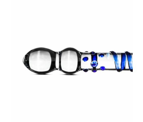 EasyToys Glass Series Model 21 - Dual-Ended Transparent Blue-Accented Glass Wand