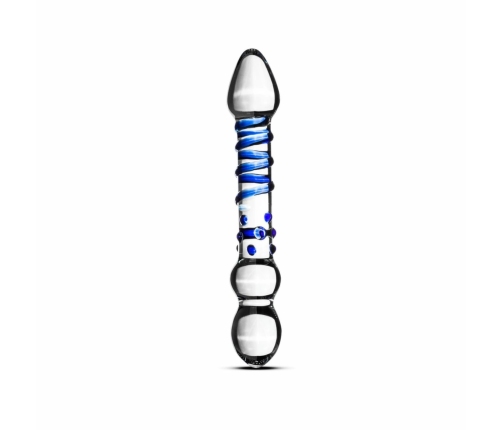 EasyToys Glass Series Model 21 - Dual-Ended Transparent Blue-Accented Glass Wand