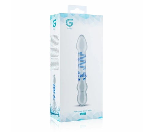 EasyToys Glass Series Model 21 - Dual-Ended Transparent Blue-Accented Glass Wand