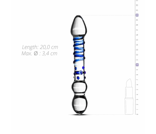 EasyToys Glass Series Model 21 - Dual-Ended Transparent Blue-Accented Glass Wand