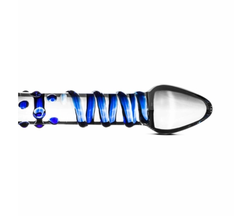 EasyToys Glass Series Model 21 - Dual-Ended Transparent Blue-Accented Glass Wand