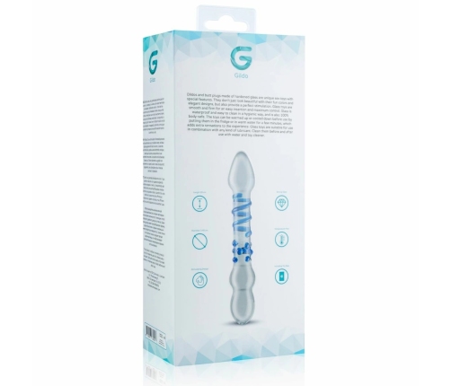 EasyToys Glass Series Model 21 - Dual-Ended Transparent Blue-Accented Glass Wand