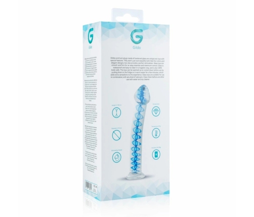 Glas Glass Intimate Model No. 4 - Transparent with Blue Spiral, Flat Base