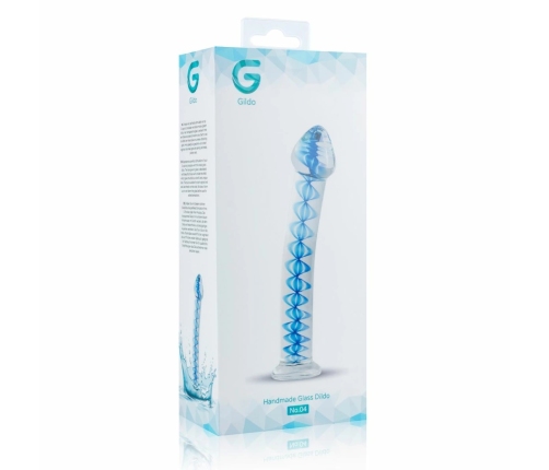 Glas Glass Intimate Model No. 4 - Transparent with Blue Spiral, Flat Base