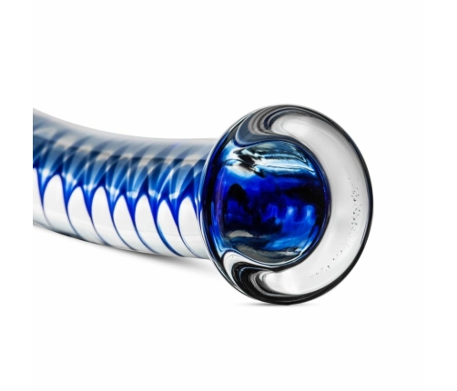 Glas Glass Intimate Model No. 4 - Transparent with Blue Spiral, Flat Base