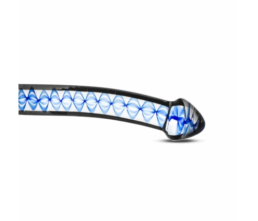 Glas Glass Intimate Model No. 4 - Transparent with Blue Spiral, Flat Base