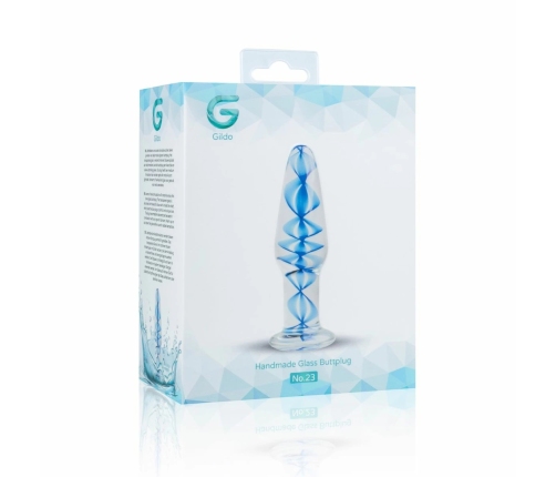 EasyToys Glass Intimate Plug No. 23 Transparent with Blue Spiral, Medium