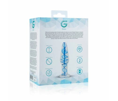 EasyToys Glass Intimate Plug No. 23 Transparent with Blue Spiral, Medium