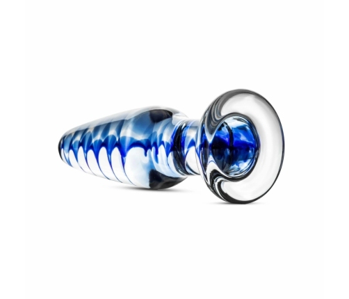 EasyToys Glass Intimate Plug No. 23 Transparent with Blue Spiral, Medium