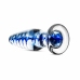 EasyToys Glass Intimate Plug No. 23 Transparent with Blue Spiral, Medium
