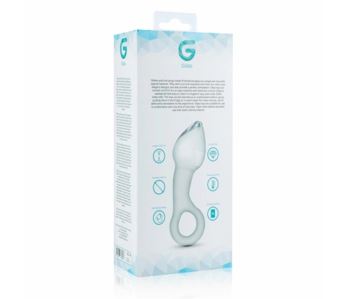 Glas No. 13 Curved Glass Plug with Pull Ring - Transparent, Medium Size