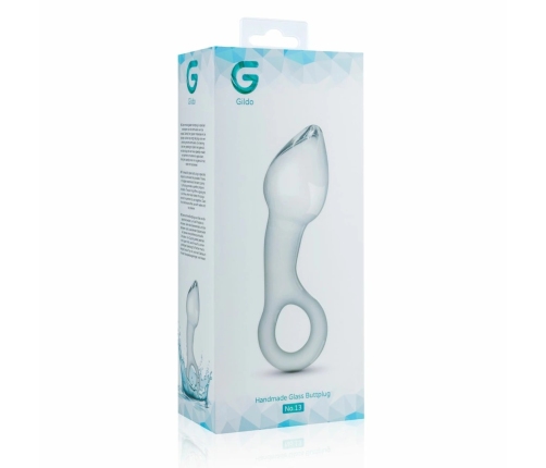 Glas No. 13 Curved Glass Plug with Pull Ring - Transparent, Medium Size