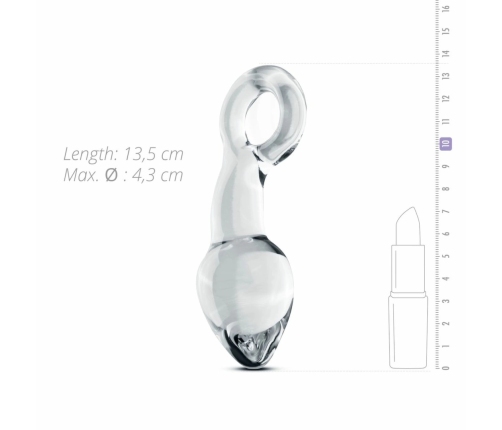 Glas No. 13 Curved Glass Plug with Pull Ring - Transparent, Medium Size