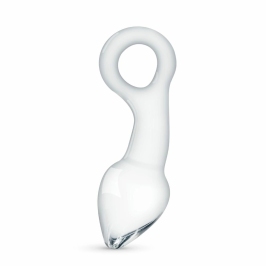 Glas No. 13 Curved Glass Plug with Pull Ring - Transparent, Medium Size