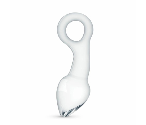 Glas No. 13 Curved Glass Plug with Pull Ring - Transparent, Medium Size