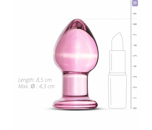 Glas Pink Medium Anal Glass Plug - Smooth Borosilicate, 4.3 cm