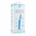 Glas Curved Glass Intimate Device No. 5 - Transparent with Blue Accents, Ribbed Shaft