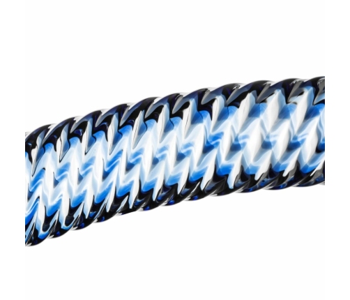 Glas Curved Glass Intimate Device No. 5 - Transparent with Blue Accents, Ribbed Shaft