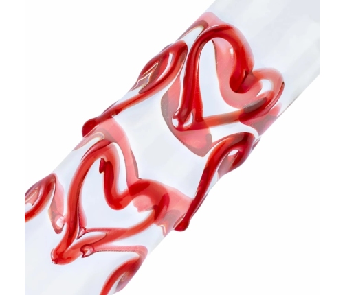 Gildo Glass Intimate Massager No. 30 with Decorative Red Hearts, Clear