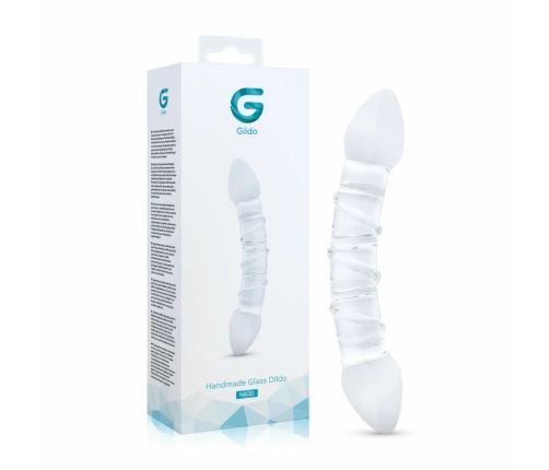 Gildo No. 31 Double-Ended Glass Intimate Massager, Curved, Transparent