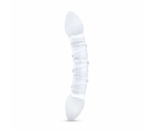 Gildo No. 31 Double-Ended Glass Intimate Massager, Curved, Transparent