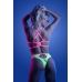 PERSUASIVE Neon Green UV Reactive Open Cup Bra & Panty Set, Adjustable Straps