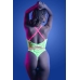 SPOTLIGHT Contrast Neon Green Elastic Lace Bodysuit with Snap Fastening