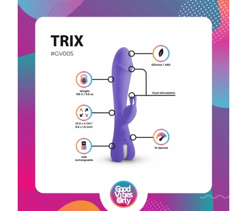 Trix Multi-Intensity Rabbit Model - Pink, Waterproof, USB Rechargeable