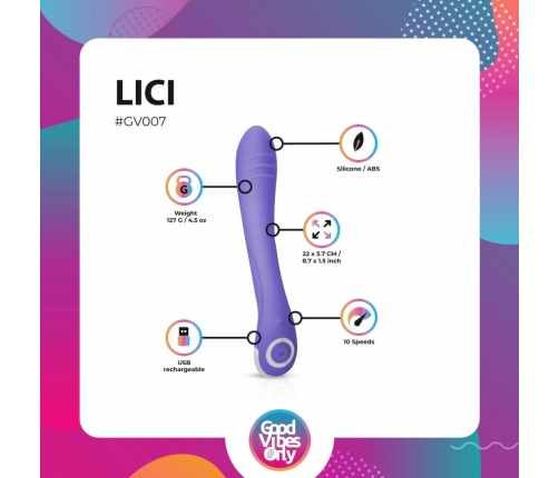 Lici Curved Silicone Intimate Device with 10 Modes, USB, Pink