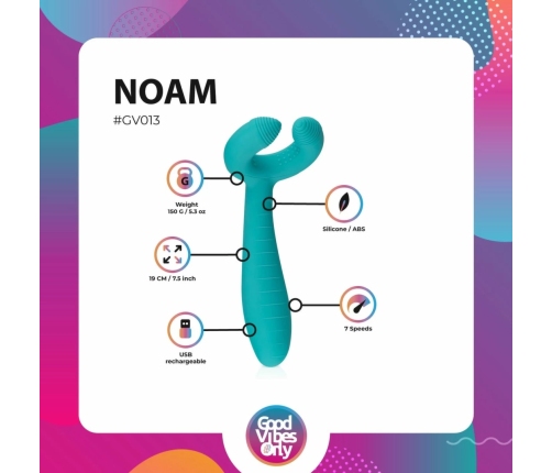 Noam Dual-Ended Rechargeable Intimate Device for Couples, Waterproof, Black