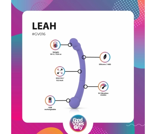 Good Vibes Only Leah Dual-Ended Silicone Vibrator Purple 10 Modes