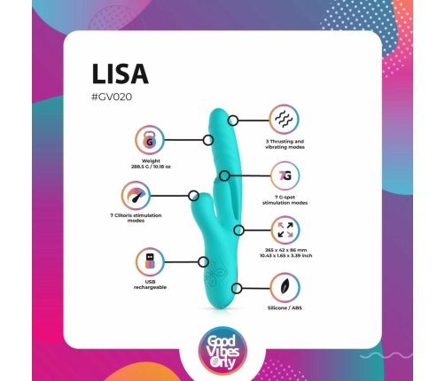 Good Vibes Only Lisa Dual-Action Thrusting Stimulator Pink Silicone