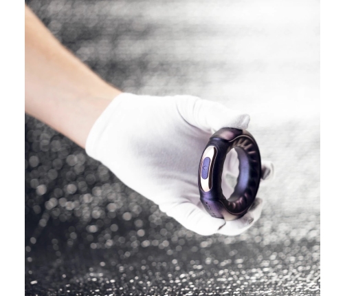 Hueman Saturn Vibrating Silicone Ring Intimate System - Rechargeable, Black