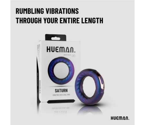 Hueman Saturn Vibrating Silicone Ring Intimate System - Rechargeable, Black