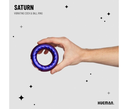 Hueman Saturn Vibrating Silicone Ring Intimate System - Rechargeable, Black