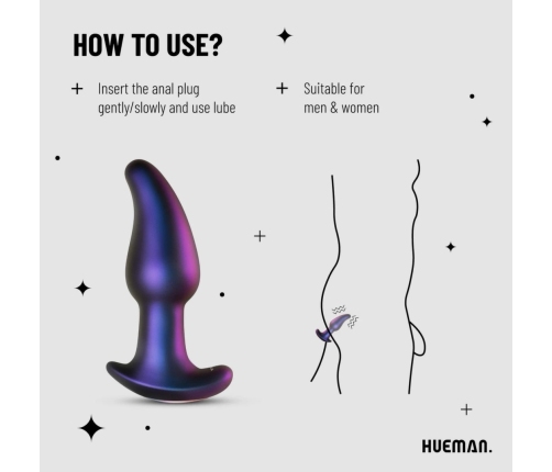 Hueman Asteroid Rotating Bead Anal Plug with Remote - Purple Silicone