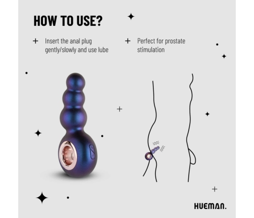 Hueman Outer Space Silicone Vibrating Anal Plug with 10 Modes
