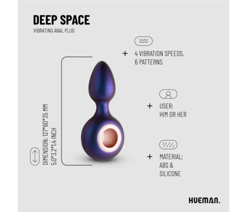 Hueman Deep Space Vibrating Plug Silicone 10 Modes Black