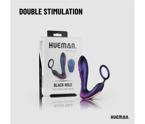 Hueman Black Hole Anal Vibrator & Support Ring, 10 Modes, Silicone