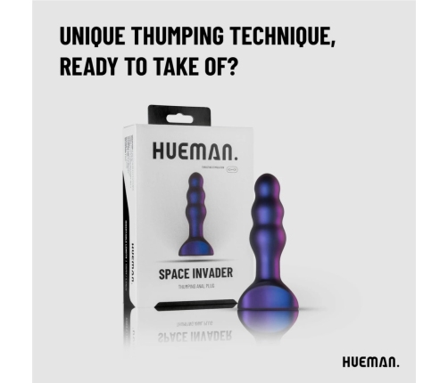 Hueman Space Invader Vibrating & Thrusting Silicone Plug - 4 Modes, Waterproof