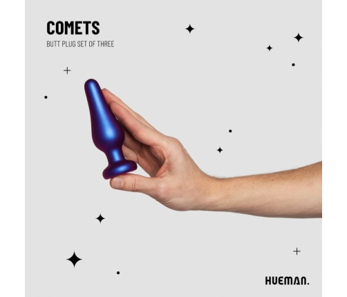 Hueman Comets Silicone Anal Training Plug Set 3 Sizes Black
